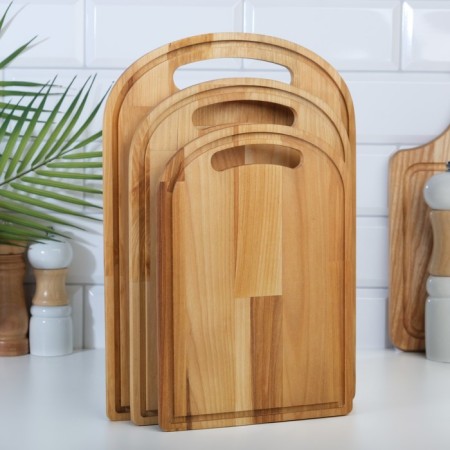 A set of cutting boards from birch without a stand, 3 pcs, 18x26, 21x30 and 24x34 cm