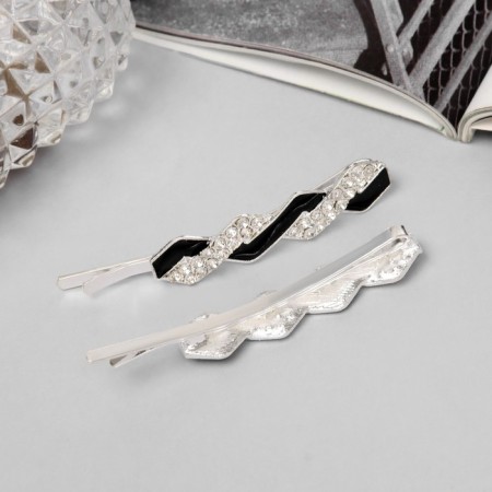 Invisibility for hair "Kalie" (set 2 pcs) grace, 6 cm, silver-1