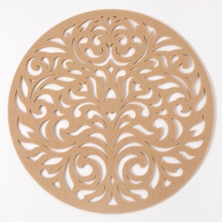 Napkin Decorative shade "Patterns" Beige color, D 30 cm, 100% p/e, felt-1