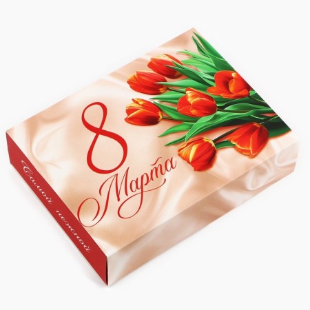 Box for sweets "March 8", silk, 20 x 15 x 5 cm