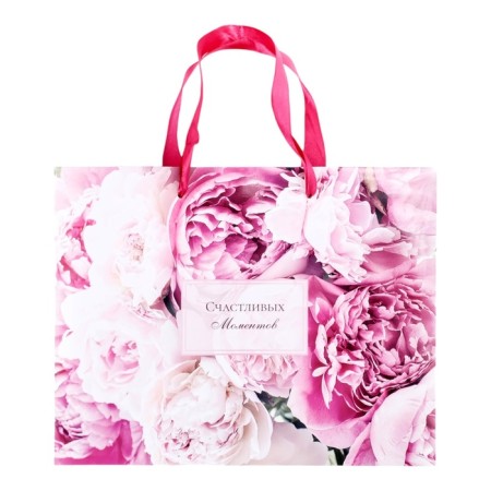 Laminated horizontal packet "Happy moments, peonies", 23 x 18 x 10 cm-3