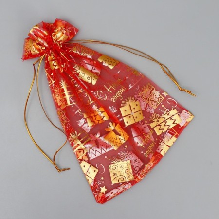 Bag Gift Organza "New Year's toys", 16 x 24 cm +/- 1.5 cm, New Year-3