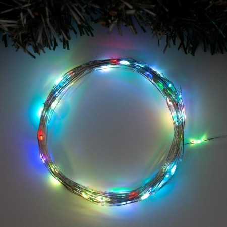 Garland "thread" 10 m dew, IP20, silver thread, 100 LED, glow of multi (RGB), overflows, 12 V