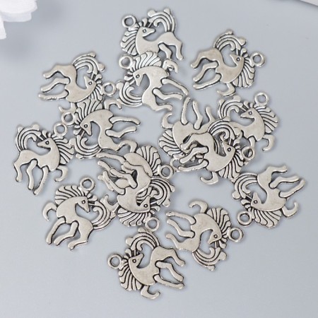 Decor for creativity Metal "Horse with a long mane" silver 2x1.6 cm-2