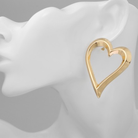 Earrings Metal "Heart" stencil, contour, color gold-3