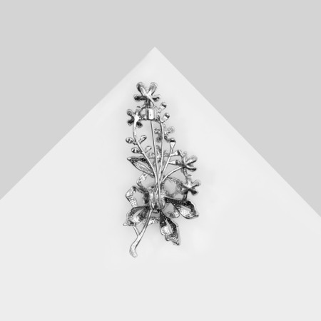 Brooch "Flower" gypsophila, white color in silver-1