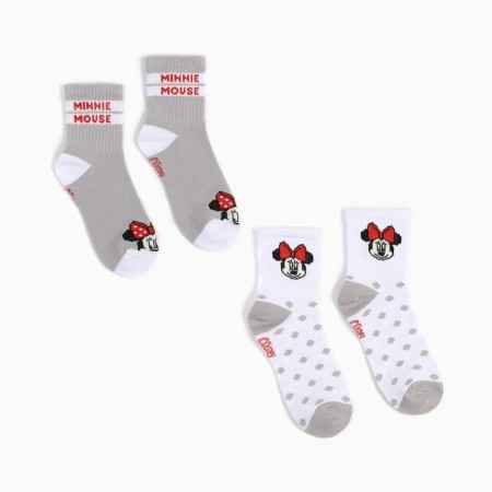 Set of socks "minnie", Minnie Mouse, gray/white color, 16-18 cm