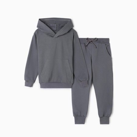 The kit for children (sweatshirt, trousers) was launched, dark gray color, height 110 cm