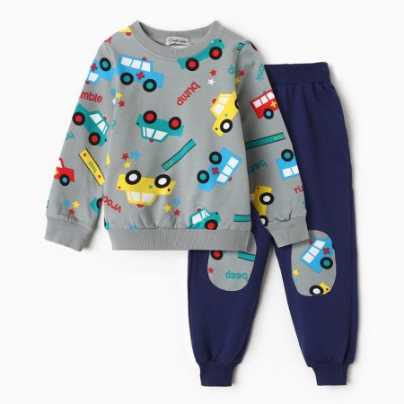 Set for a boy (sweatshirt, trousers), gray color, height 86 cm