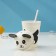A glass with a panda lid and pipe, 450 ml, white color