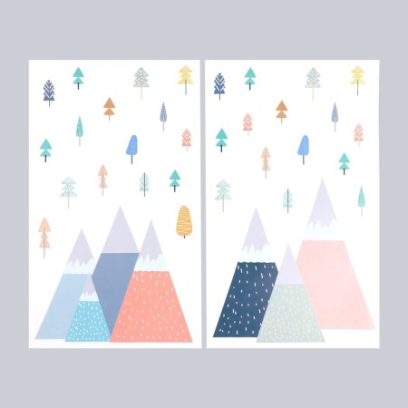 Sticker Plastic Interior Color "Mountains and Trees" set 2 sheets 36x60 cm-1