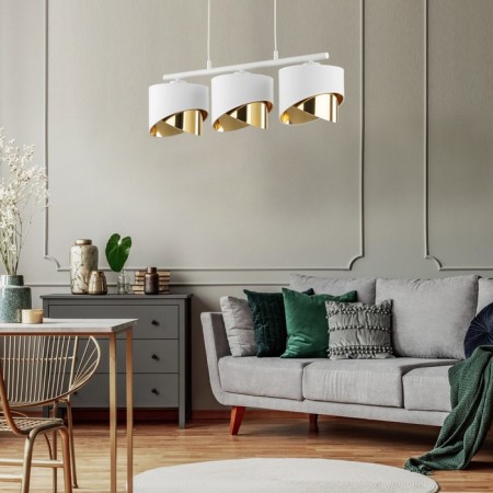 Suspended lamp TK Lighting Grant White 4821, E27, 3x40W, 700x200 mm, white color-3