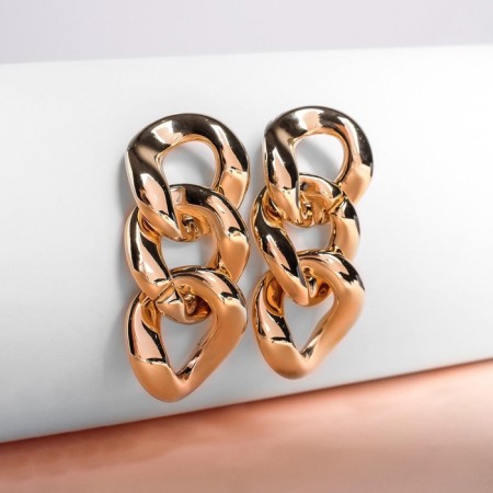 Earrings "chain" flat links, color gold-4