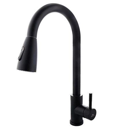Fashun A56109-7 kitchen mixer, single-leaf, with retractable watering can, stainless steel, black