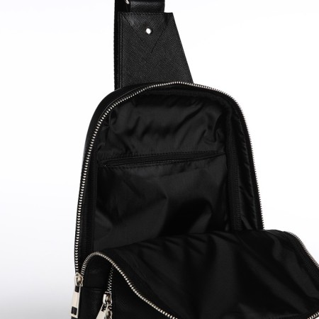 Bag - sling, textura, genuine leather, black color-6