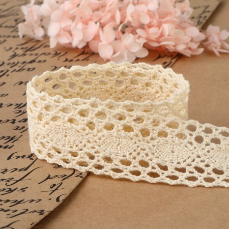 Knitted lace, 38 mm × 15 ± 1 m, beige color-2