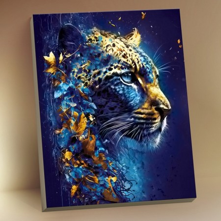 Picture on numbers with a “neon leopard” of 16 colors, 40 × 50 cm