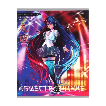 A notebook of 48 sheets in the anime cage "Social Studies", covered cardboard, embossing with cold foil, lamination soft-Touch, OFSET block
