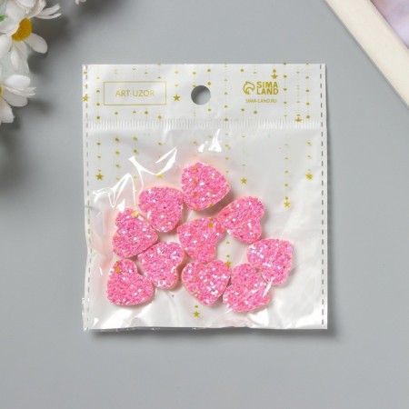 Decor for the creativity of felt lords "heart" pink 2x2 cm-3