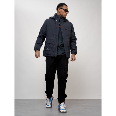 Sports male jacket, size 48, dark blue color-5
