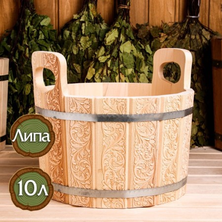 Gang made of linden, 10 l, with embossing, patterns