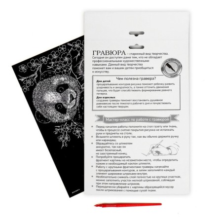 Engraving "Panda" with a metallic effect "silver" A4-3