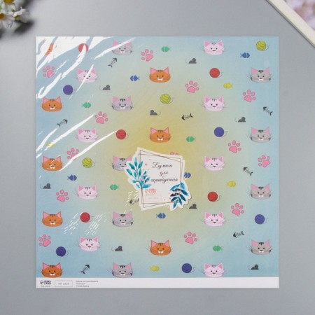 Scrapbooking paper "kittens" density 180 grams set 5 pcs 30.5x32 cm-4
