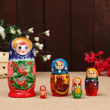 Matryoshka "Compound", birds, 5 puppet, 15 cm, mix-9