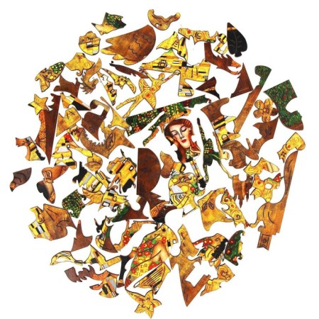 Wooden puzzle. Gustav Klimt "Kiss" with a prediction-3