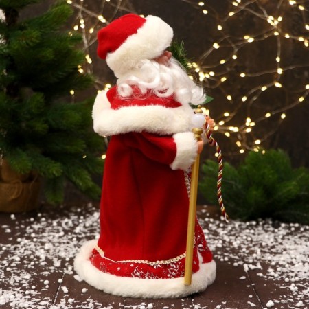 Santa Claus "Red fur coat, with a staff" 35 cm-1