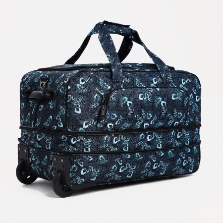 Road bag on wheels, a lightning department, with an increase, an outer pocket, black/turquoise color-2