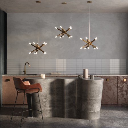 Suspended lamp Freya Fr6130PL-L30B WANDS, 650X650X250 mm, LED, 25W, 1400LM, 3000K, brass color-1