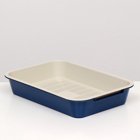 Medium toilet with a mesh of 36 x 26 x 6.5 cm, blue/beige-4