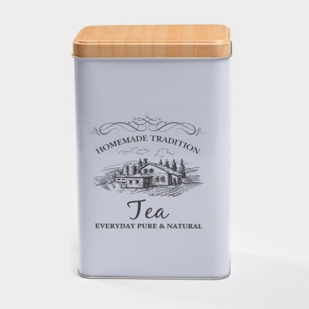 Tea Bank "House and Field", 19 × 12 × 8 cm, white color
