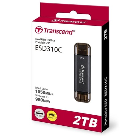 SSD Transcend USB-C 2TB TS2Tesd310C Gray USB-A-2