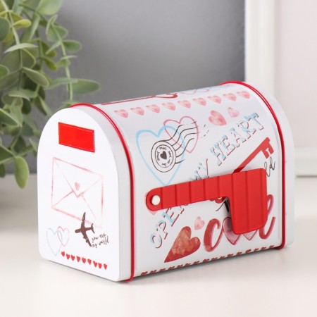 Casket Metal Mail "Travel" White 13.3x8x9.5 cm-3
