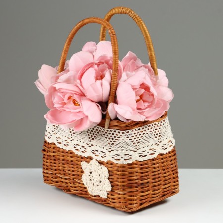Wicker basket, 20 x 11 x 16/29 cm, with edging, rattan-1