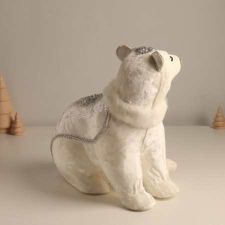 Decor "White Bear in a cape with silver patterns" 22x16x24 cm-3