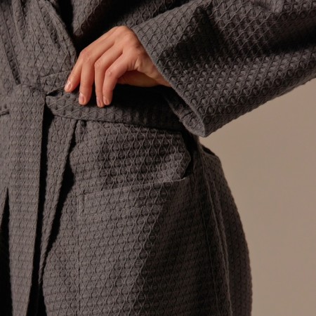 WAFEL Women's bathrobe SL Home: Waffle "Grig Sandre", size S, 100% cotton, 320 g/m2-4