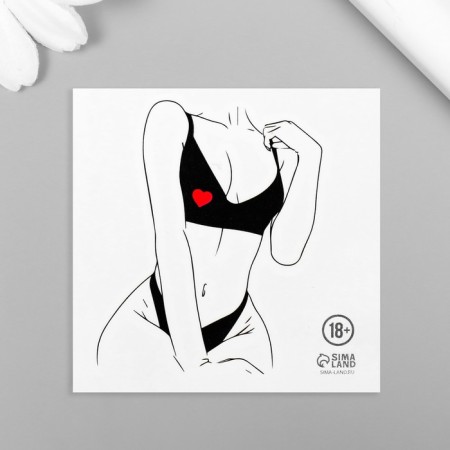 Tattoo on the body black-red "female body" 6x6 cm