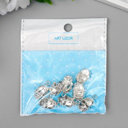 Decor metal for creativity "Skull" silver G324B971 2x1.1 cm-3