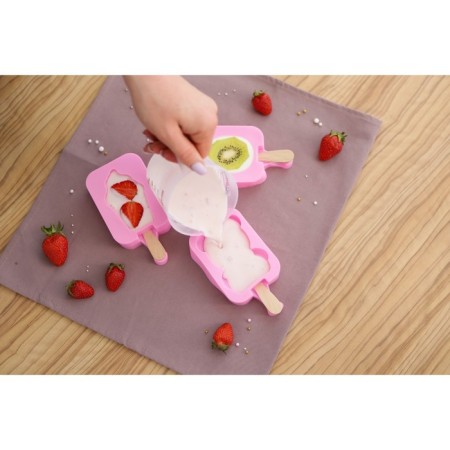 Form for ice cream shares "Mishutka", silicone, 14 × 8 × 2.5 cm, pink color-6