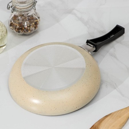 STON SIGN, D = 17 cm, plastic handle, anti -stick coating, beige color-2