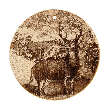 Board from the massif “deer”, round, 18 × 18 cm
