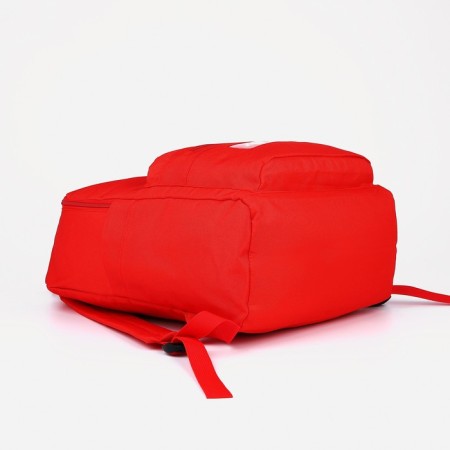 School backpack from textiles on lightning, 3 pockets, red color-4