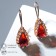 Earrings with rhinestones "Edel" drop perfection, red color in pink gold