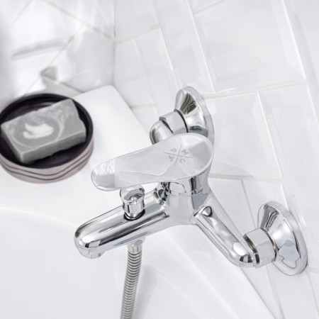 Bath mixer RMS SL86-009, single-leaf, shower set, cast surgery, wall, chrome 442504-2