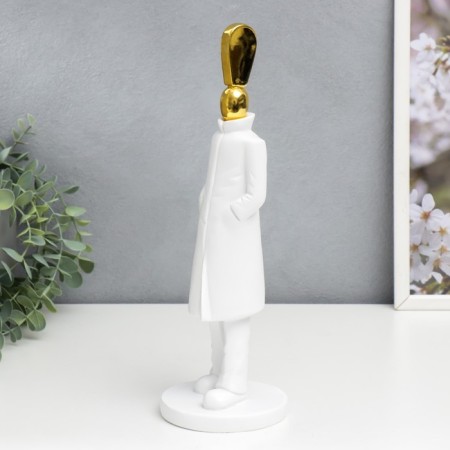 Polystone souvenir "Man - exclamation mark" White with gold 33x10x10 cm-3