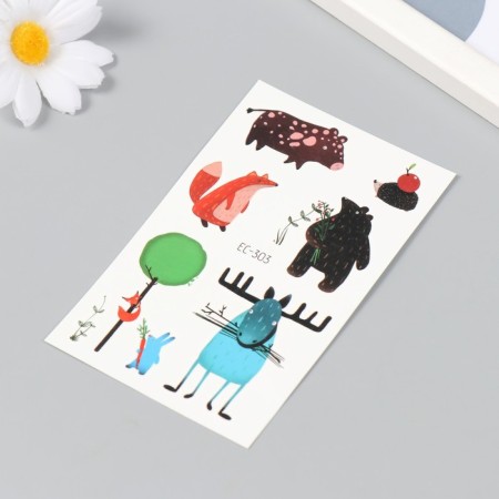 Tattoo on the body color "Funny animals" 7.5x12 cm-1