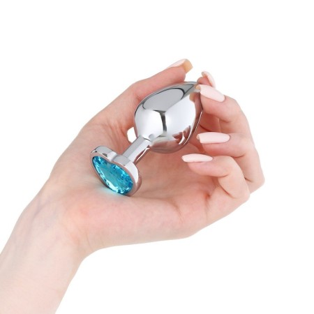 Anal traffic jam-hoods, silver, blue crystal, d = 34 mm-4